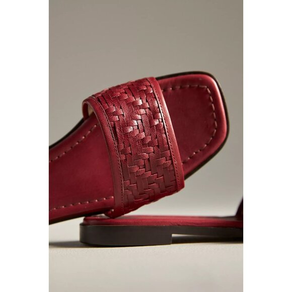 Anthropologie Woven Leather Slide Sandals Red 40/9 - Picture 3 of 3